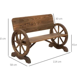 Banco de jardín Hida Outsunny carga 250kg marrón 80x114x58 cm