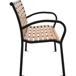 Banco de jardín Kork 2 plazas negro/marrón 81x116x59 cm