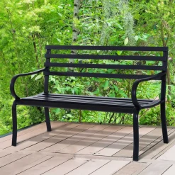 Banco de jardín Lago Outsunny 2 plazas 240kg negro 82x127x58 cm