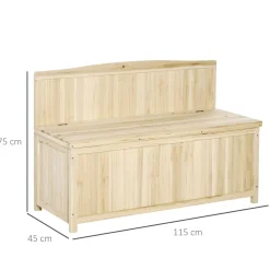 Banco de jardín Margarita Outsunny 2 plazas + baúl de almacenaje natural 75x115x45 cm