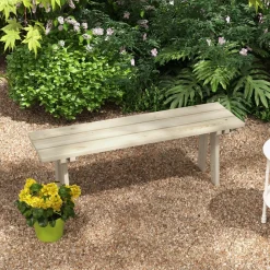 Banco de jardín Matine Outsunny 2 plazas 220kg natural 45x130x38 cm