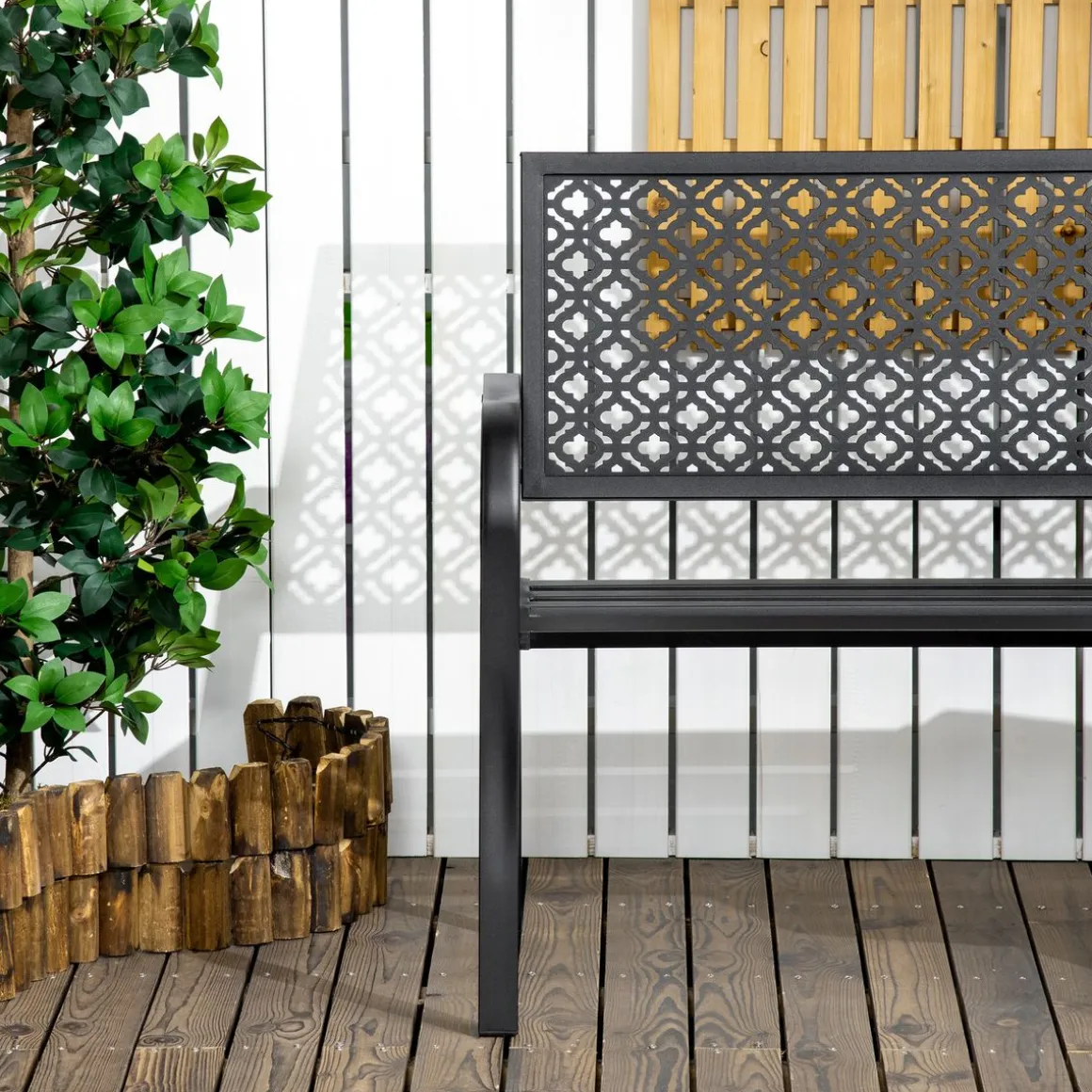 Banco de jardín Outsunny 2 plazas negro 83x127x63 cm