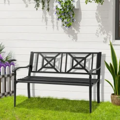 Banco de jardín Outsunny 2 plazas negro