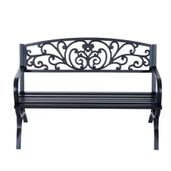 Banco de jardín Outsunny negro 85x127x60 cm
