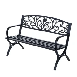 Banco de jardín Outsunny negro 85x127x60 cm