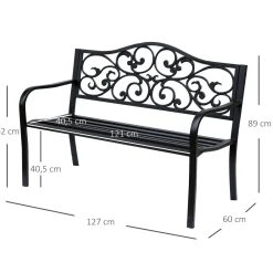 Banco de jardín Paradise Outsunny hasta 240kg negro 89x127x60 cm