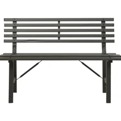 Banco de jardín Park acero negro 76,5x110x59 cm