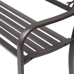 Banco de jardín Road Outsunny respaldo + reposabrazos marrón 240kg 85x127x60 cm