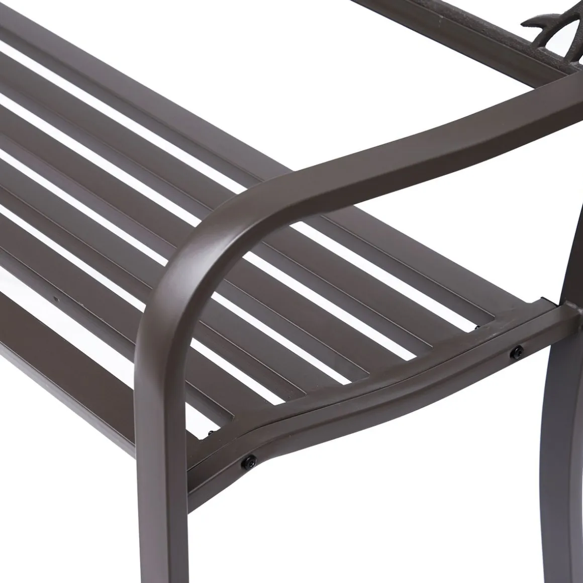 Banco de jardín Road Outsunny respaldo + reposabrazos marrón 240kg 85x127x60 cm
