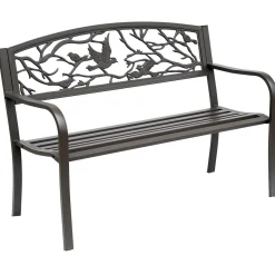 Banco de jardín Road Outsunny respaldo + reposabrazos marrón 240kg 85x127x60 cm