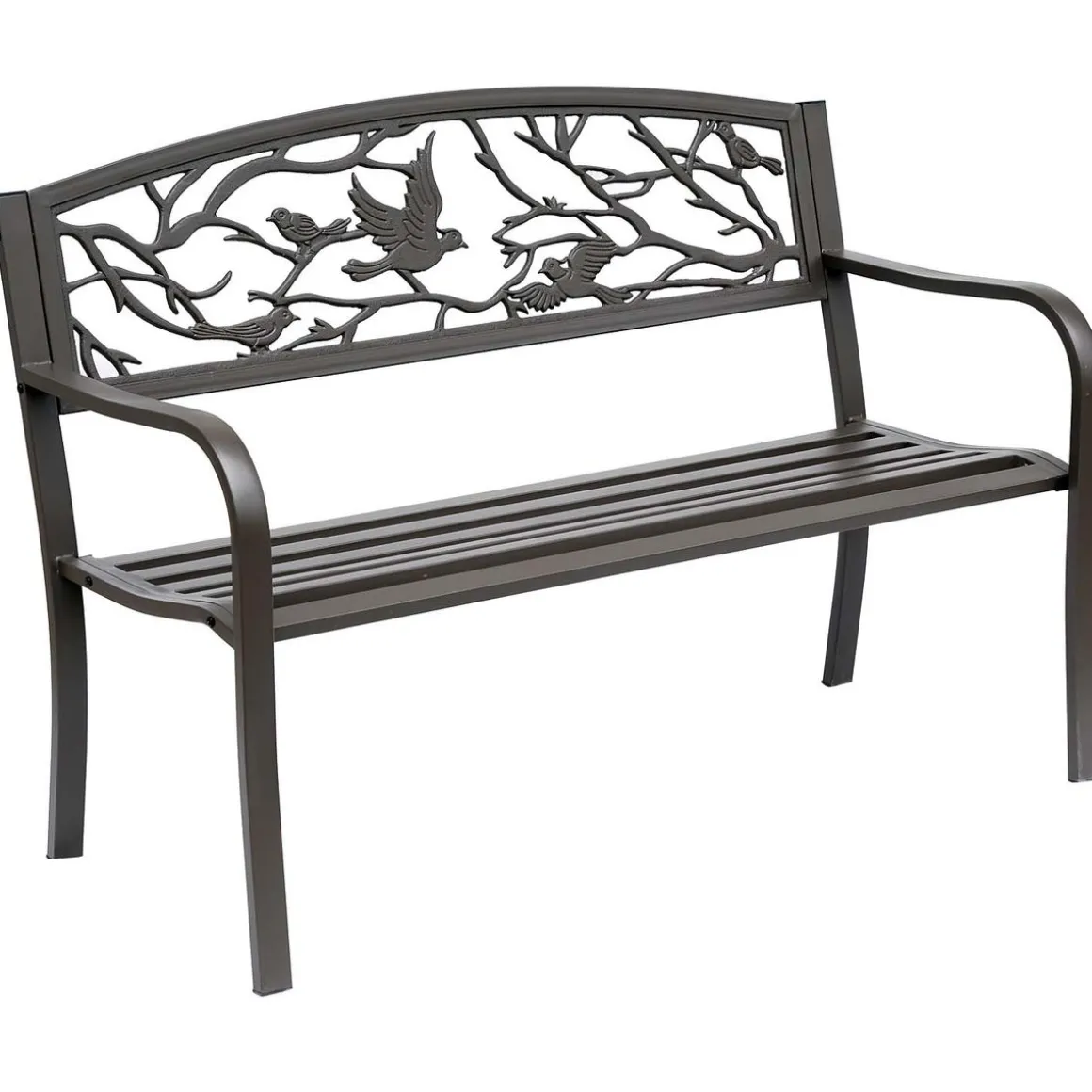 Banco de jardín Road Outsunny respaldo + reposabrazos marrón 240kg 85x127x60 cm
