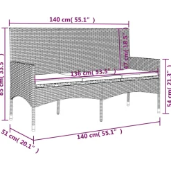Banco de jardín VidaXL 3 plazas con cojines 85x140x51 cm