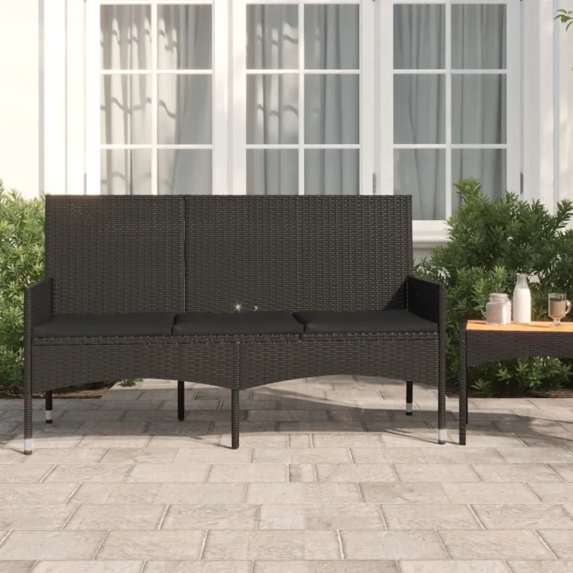Banco de jardín VidaXL 3 plazas con cojines 85x140x51 cm