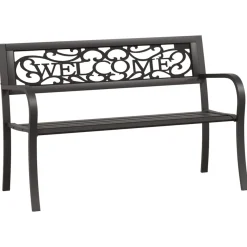 Banco de jardín Welcome acero negro 77x125x53 cm