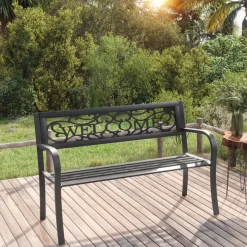 Banco de jardín Welcome acero negro 77x125x53 cm