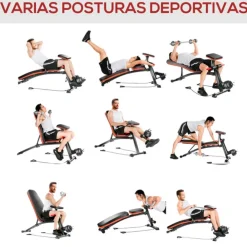 Banco de mancuerna multifuncional Homcom ajustable negro 106x54x160 cm