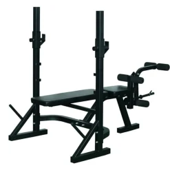 Banco de pesas fitness con respaldo regulable negro 175x98x30 cm