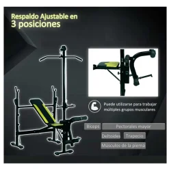 Banco de pesas Homcom 3 posiciones negro 202x110x175 cm