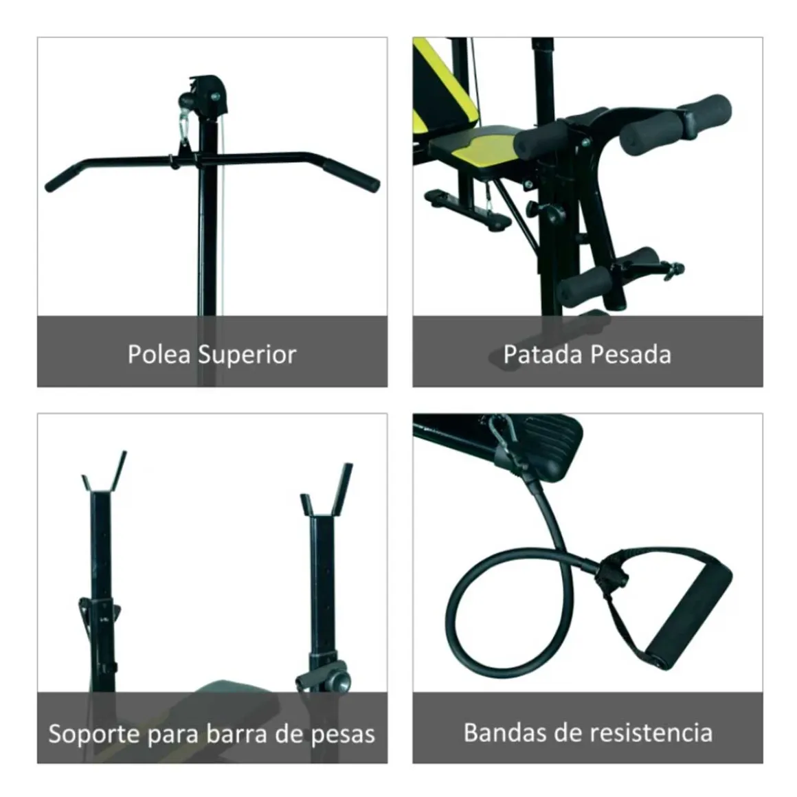 Banco de pesas Homcom 3 posiciones negro 202x110x175 cm