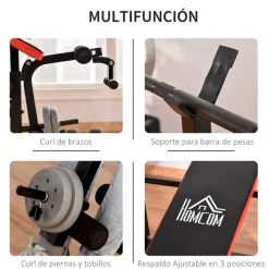 Banco de pesas multifuncional Homcom ajustable negro 127x139x175 cm