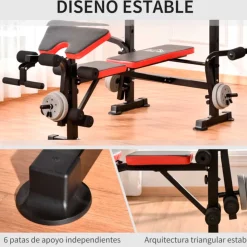 Banco de pesas multifuncional Homcom ajustable negro 127x139x175 cm