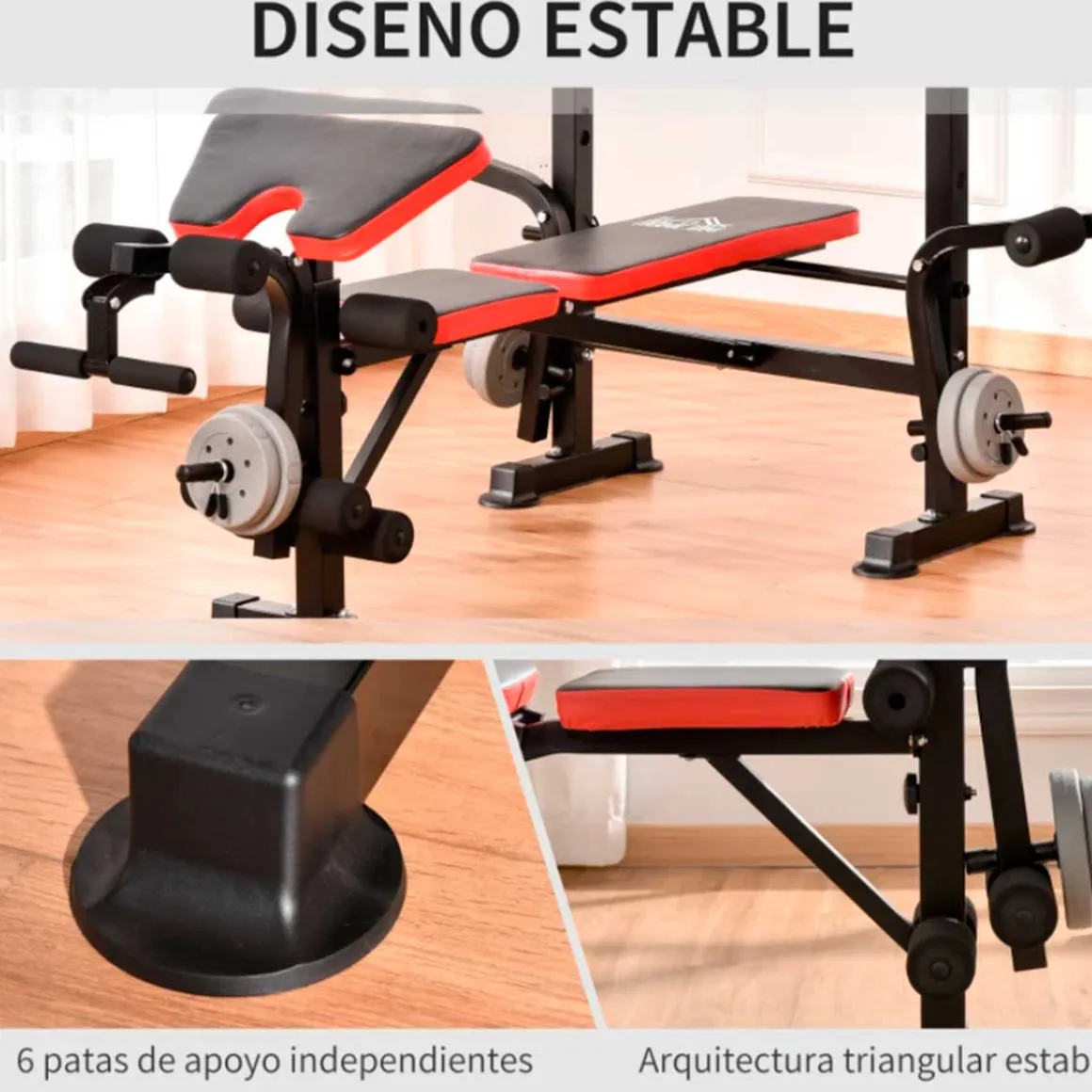 Banco de pesas multifuncional Homcom ajustable negro 127x139x175 cm
