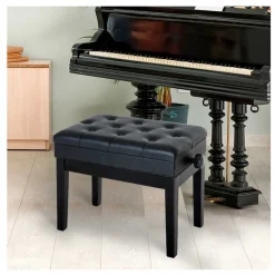 Banco de piano Homcom regulable negro 48/58x54,5x33 cm