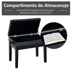 Banco de piano Homcom regulable negro 48/58x54,5x33 cm