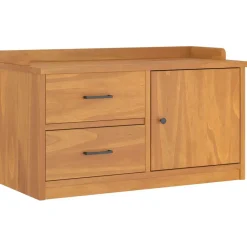 Banco de recibidor Sandnes con puerta y dos cajones natural 50x87x40 cm