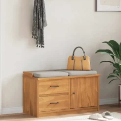 Banco de recibidor Sandnes con puerta y dos cajones natural 50x87x40 cm