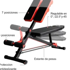 Banco musculación multifuncional para entrenamiento completo 64x146x73.5-85 cm