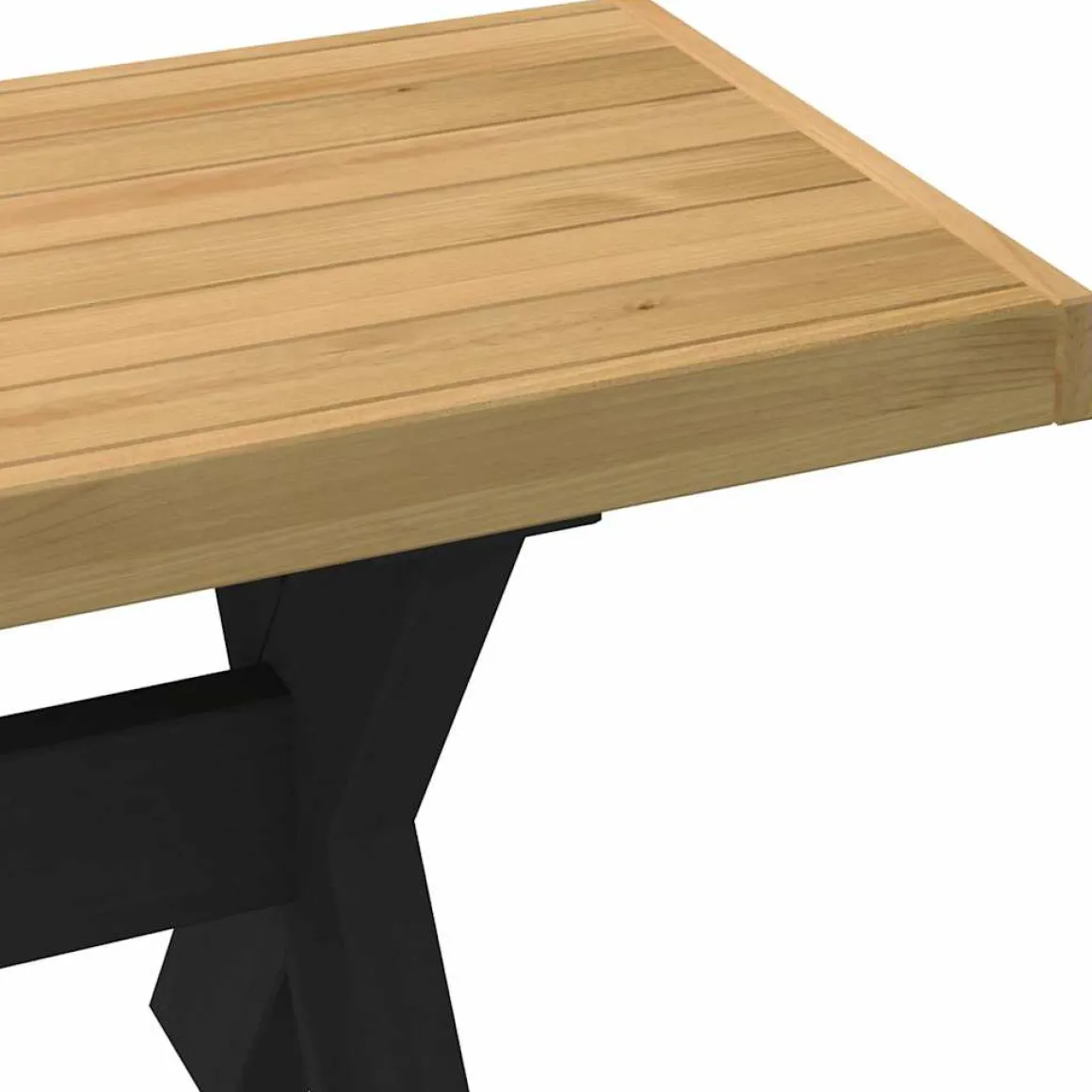 Banco Noain patas forma de X natural/negro 45x180x40 cm