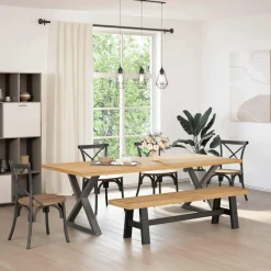 Banco Noain patas forma de A natural/negro 45x180x40 cm