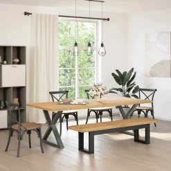 Banco Noain patas forma de U natural/negro 45x180x40 cm