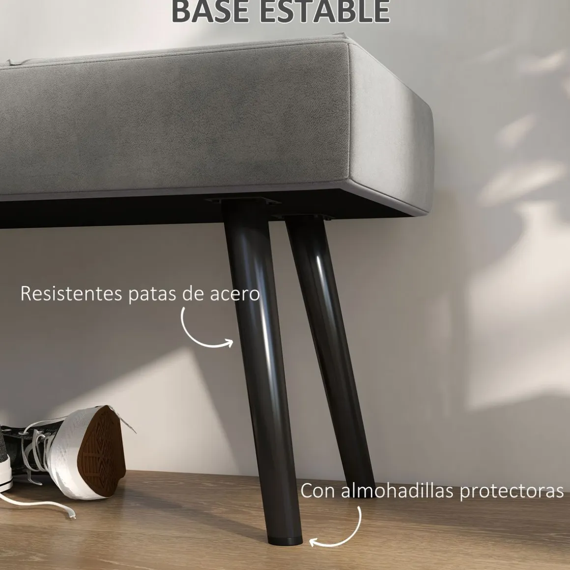Banco Sojo Homcom acolchado gris 45x100x36 cm