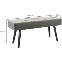 Banco Sojo Homcom acolchado gris 45x100x36 cm