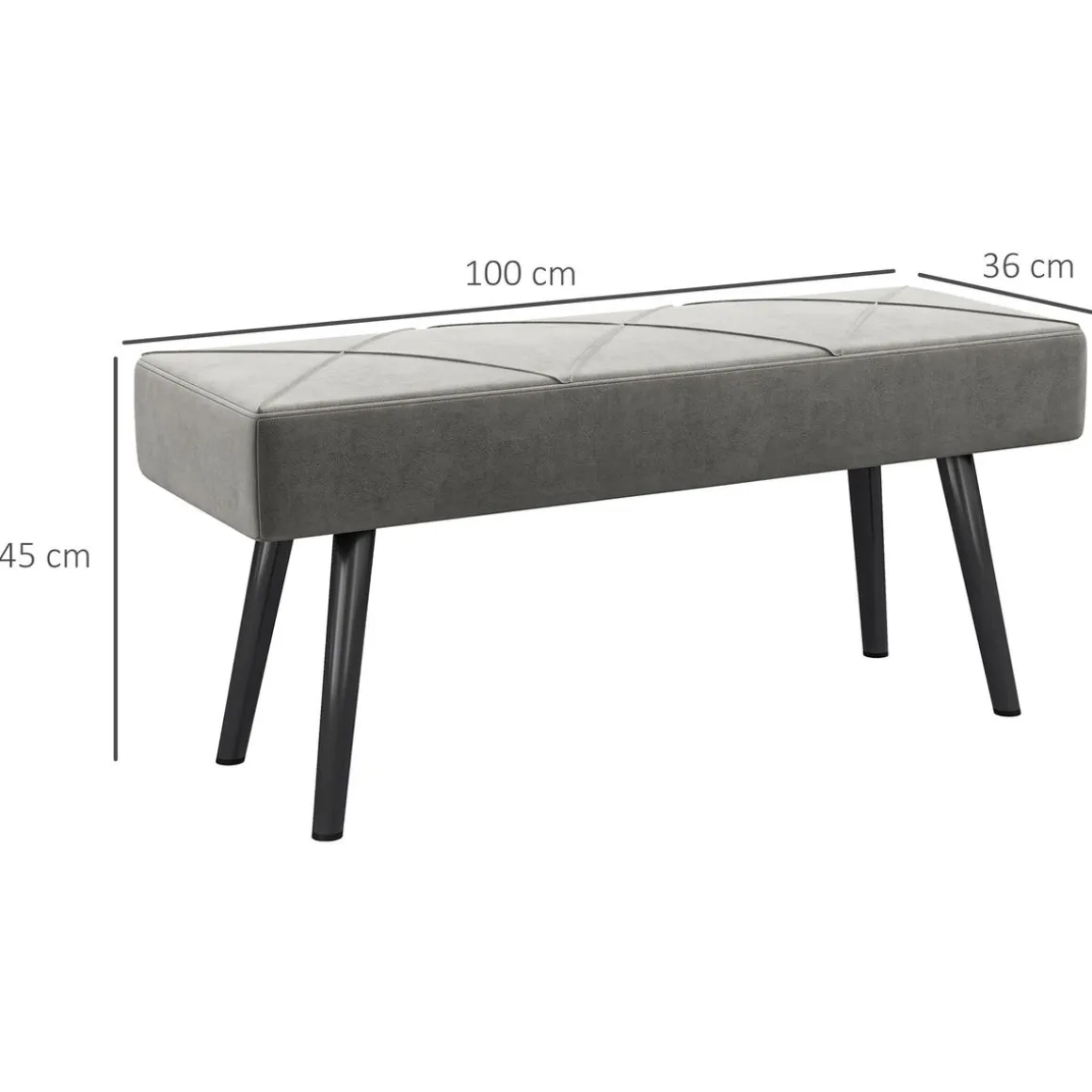 Banco Sojo Homcom acolchado gris 45x100x36 cm