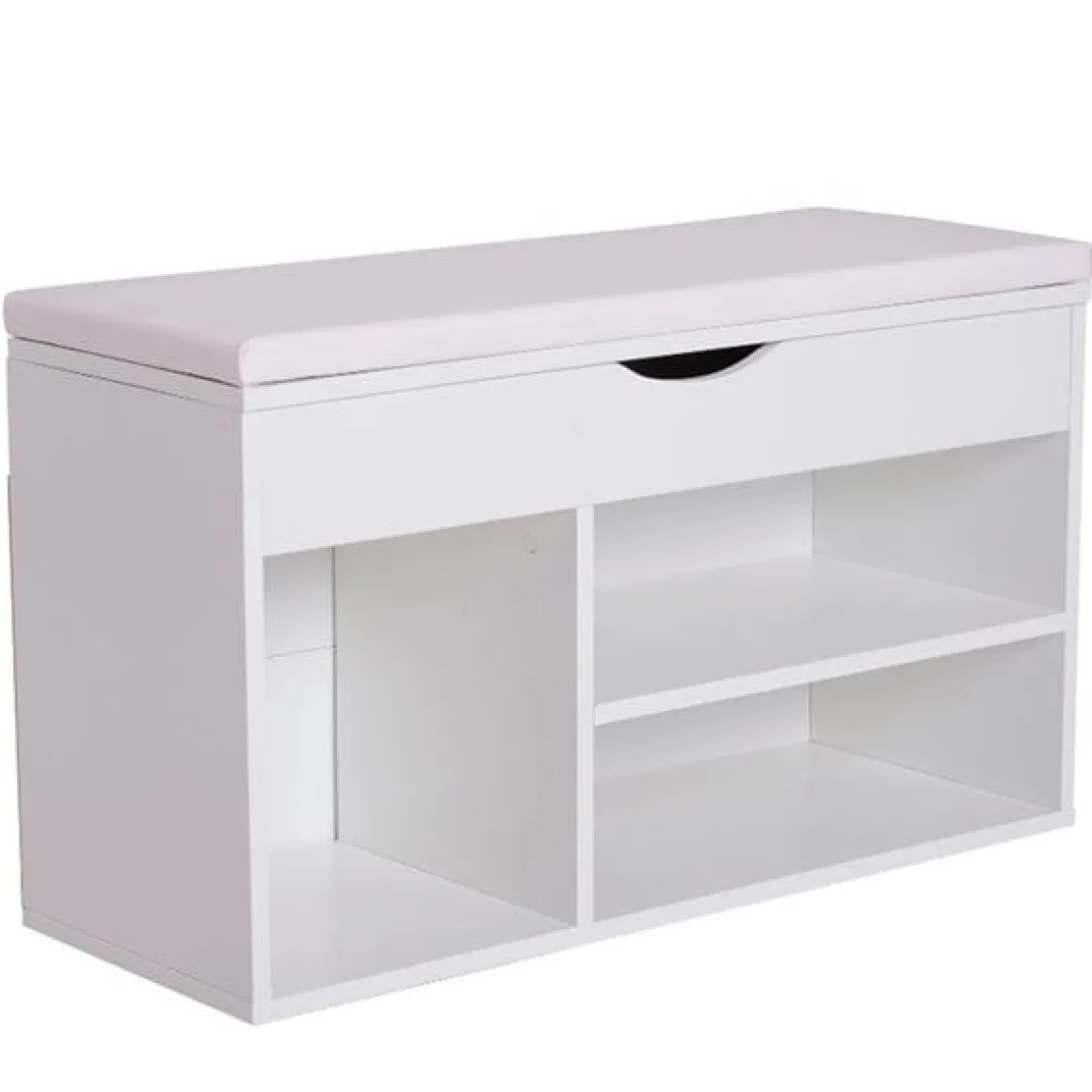 Banco zapatero 3 estantes madera blanco 47x80x30 cm