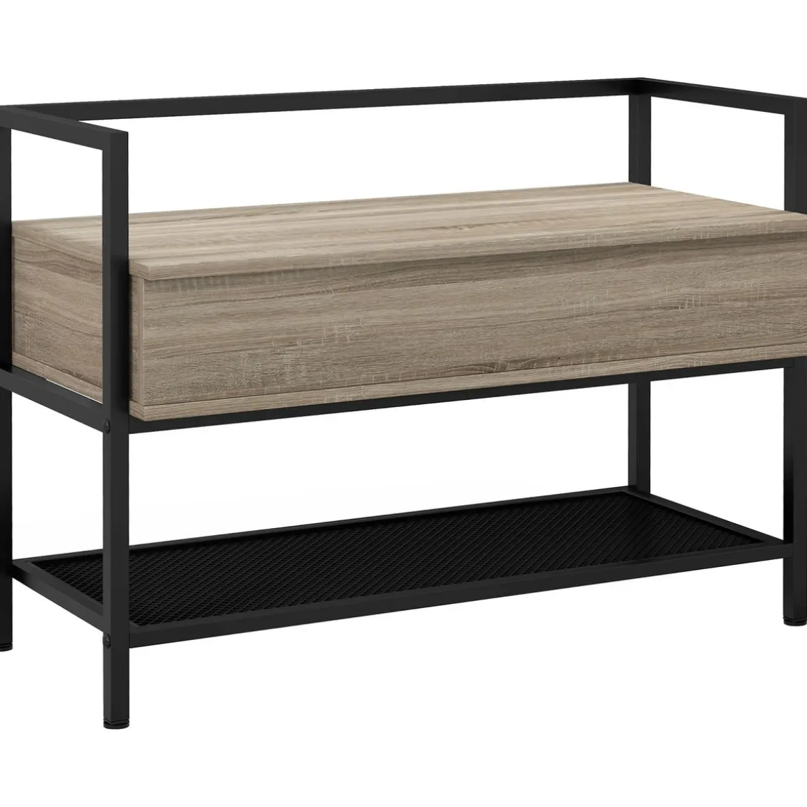Banco zapatero Batu Homcom con tapa abatible + estante roble 61x84x39,5 cm