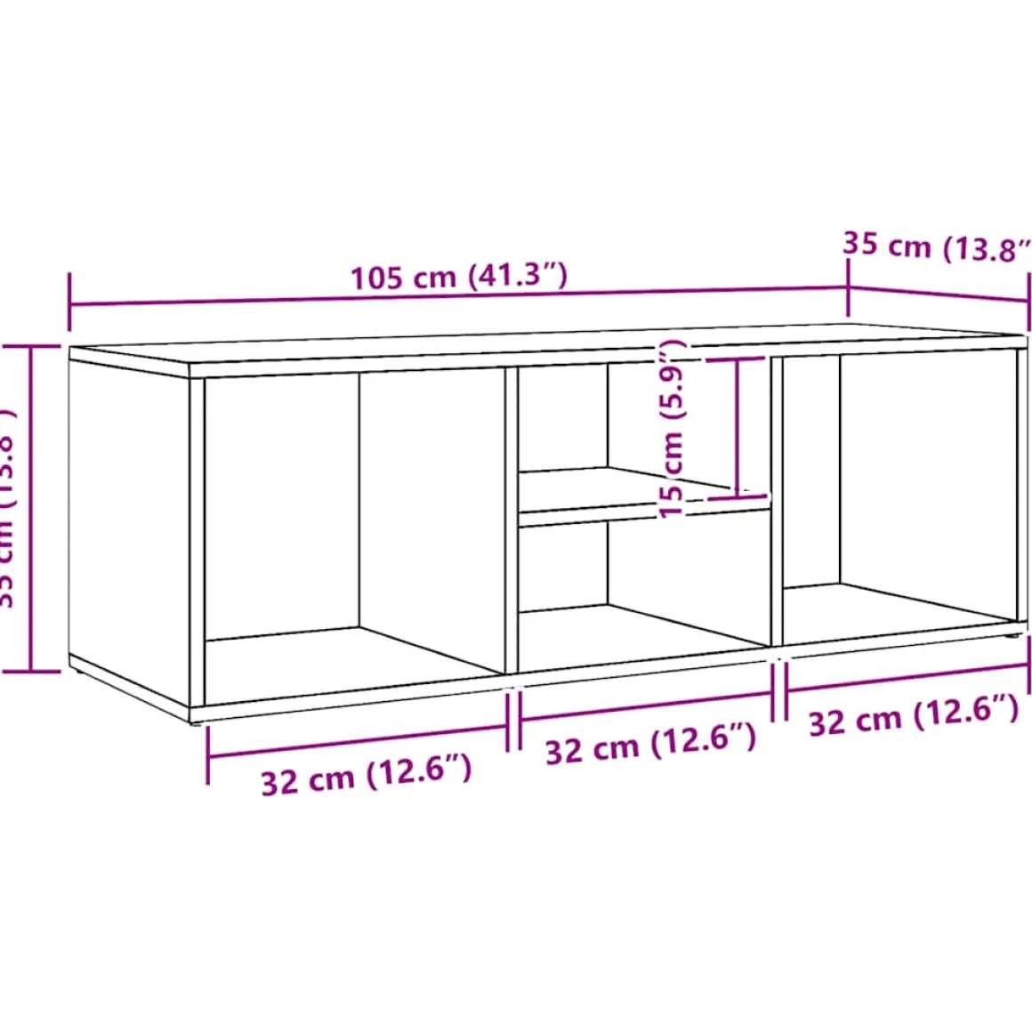 Banco zapatero Calzare estante + 2 compartimientos abiertos 35x105x35 cm