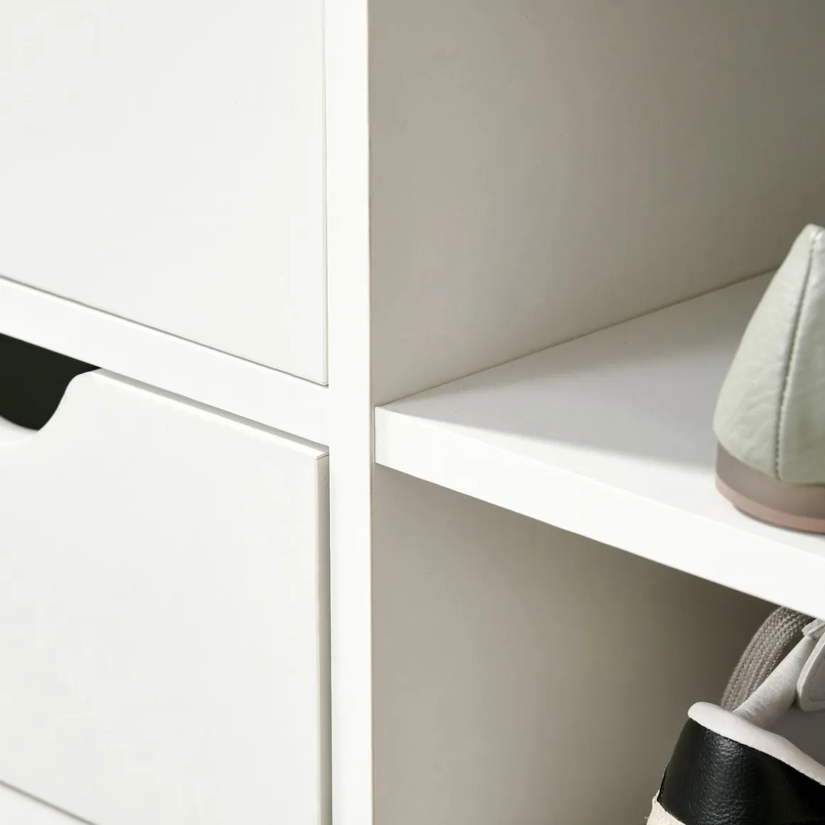 Banco zapatero Craig Homcom 2 cajones + estante blanco/gris 43,5x80,5x30,5 cm