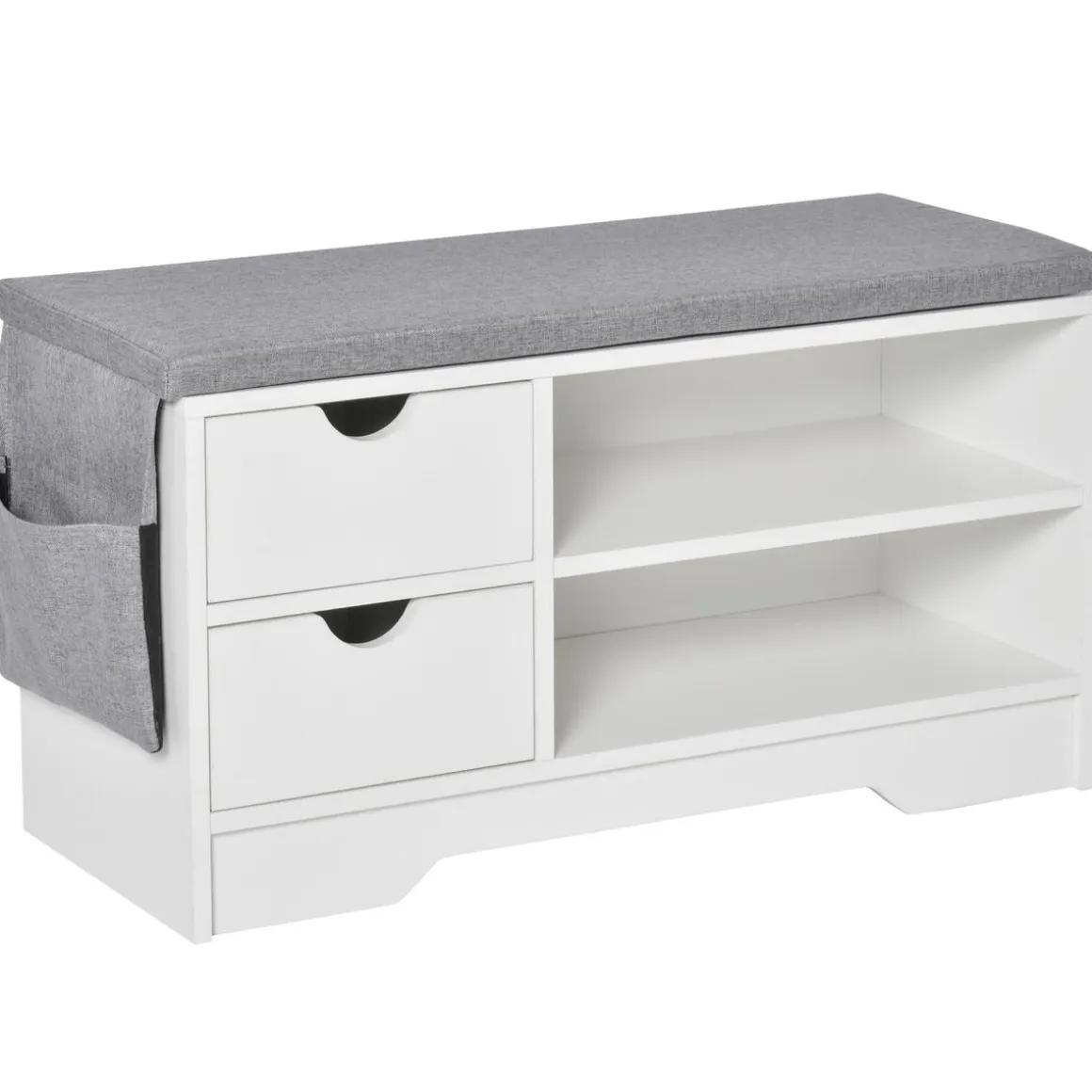 Banco zapatero Craig Homcom 2 cajones + estante blanco/gris 43,5x80,5x30,5 cm