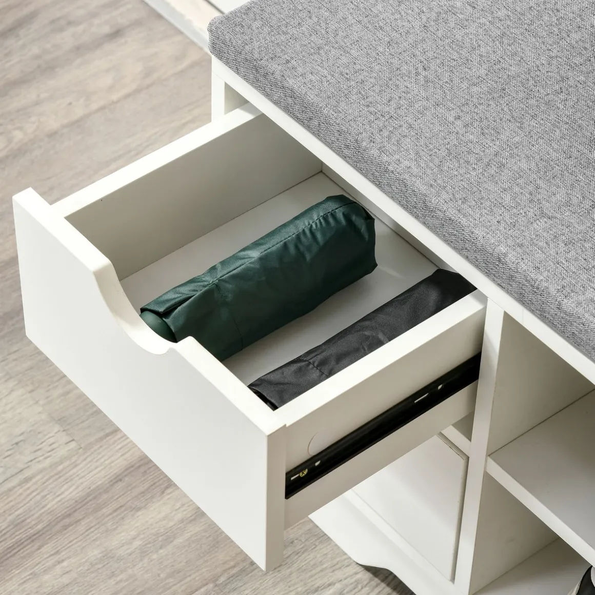 Banco zapatero Craig Homcom 2 cajones + estante blanco/gris 43,5x80,5x30,5 cm