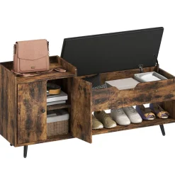 Banco zapatero Hana Homcom asiento acolchado con armario marrón 59x127x35 cm