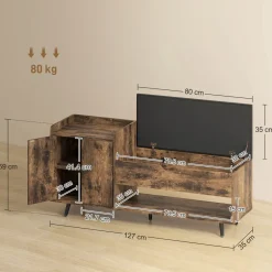 Banco zapatero Hana Homcom asiento acolchado con armario marrón 59x127x35 cm