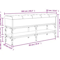 Banco zapatero Helena asiento + baúl + estante 45x102x32 cm