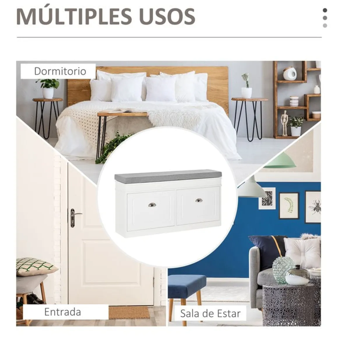 Banco zapatero Homcom 2 cajones blanco 55x104x24 cm