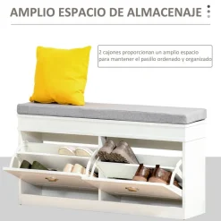 Banco zapatero Homcom 2 cajones blanco 55x104x24 cm