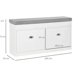 Banco zapatero Homcom 2 cajones blanco 55x104x24 cm