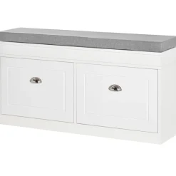 Banco zapatero Homcom 2 cajones blanco 55x104x24 cm